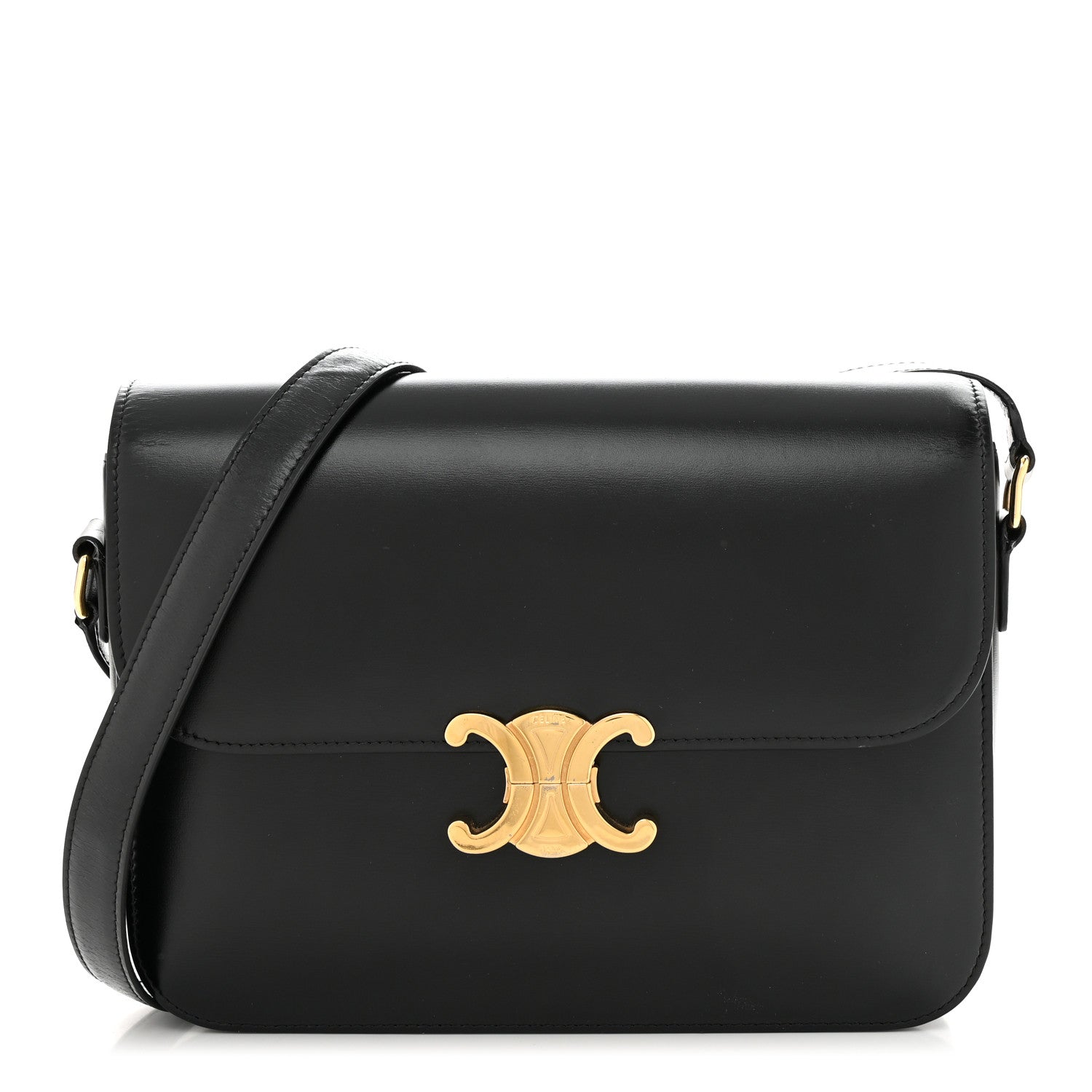 Celine Shiny Calfskin Medium Triomphe Black 1 of 11