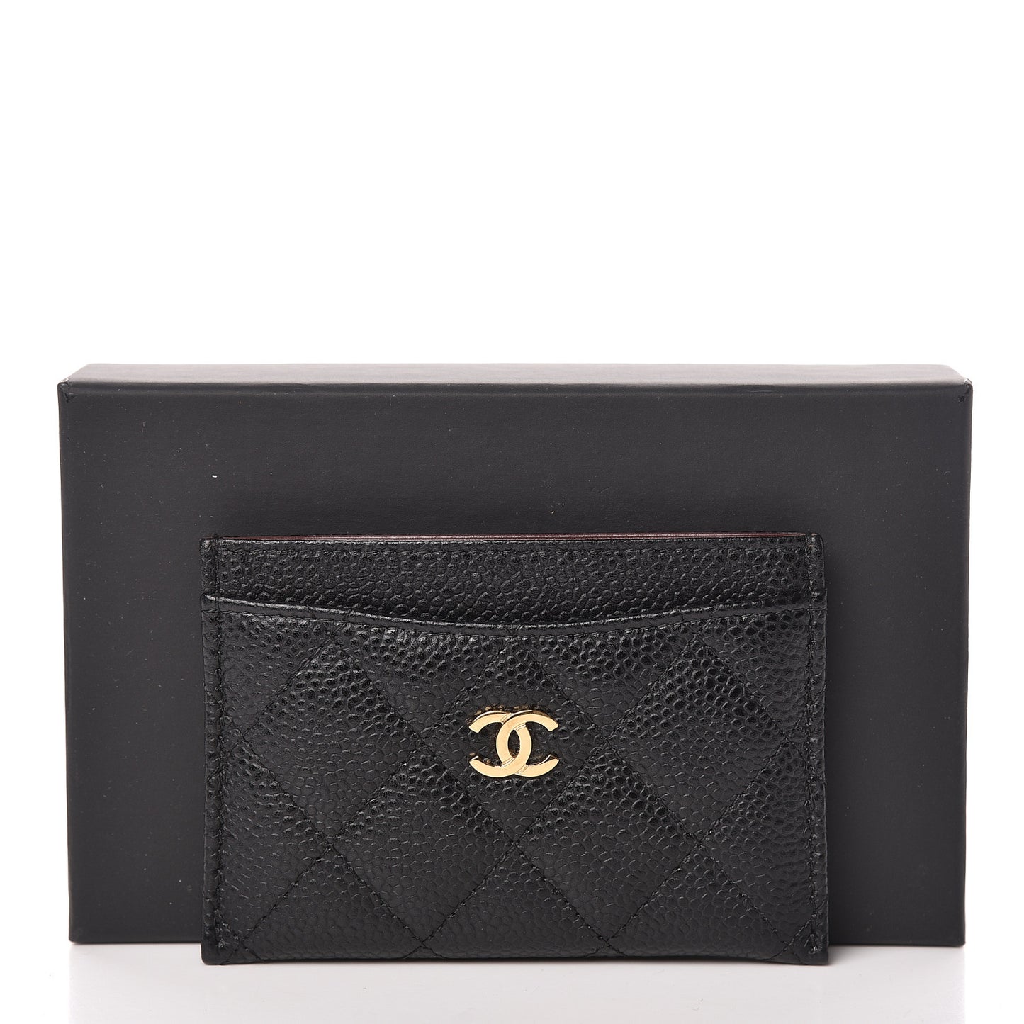 Caviar Quilted Card Holder Black