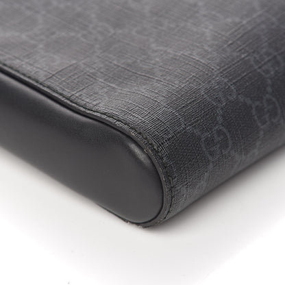 Gucci GG Supreme Monogram Web Small Flat Messenger Bag Black Grey 15 of 19