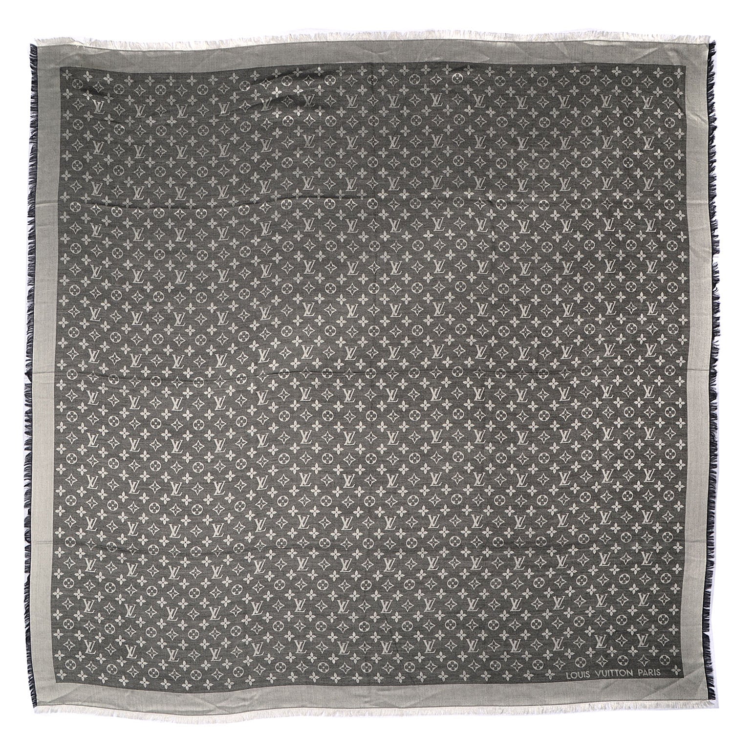 Louis Vuitton Silk Wool Monogram Denim Shawl Black 3 of 5