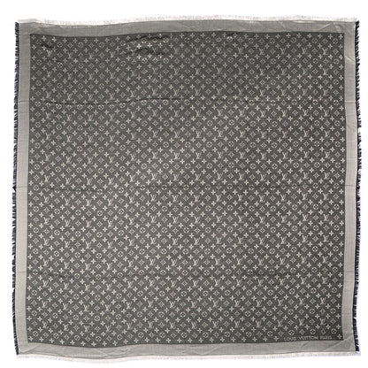 Louis Vuitton Silk Wool Monogram Denim Shawl Black 3 of 5