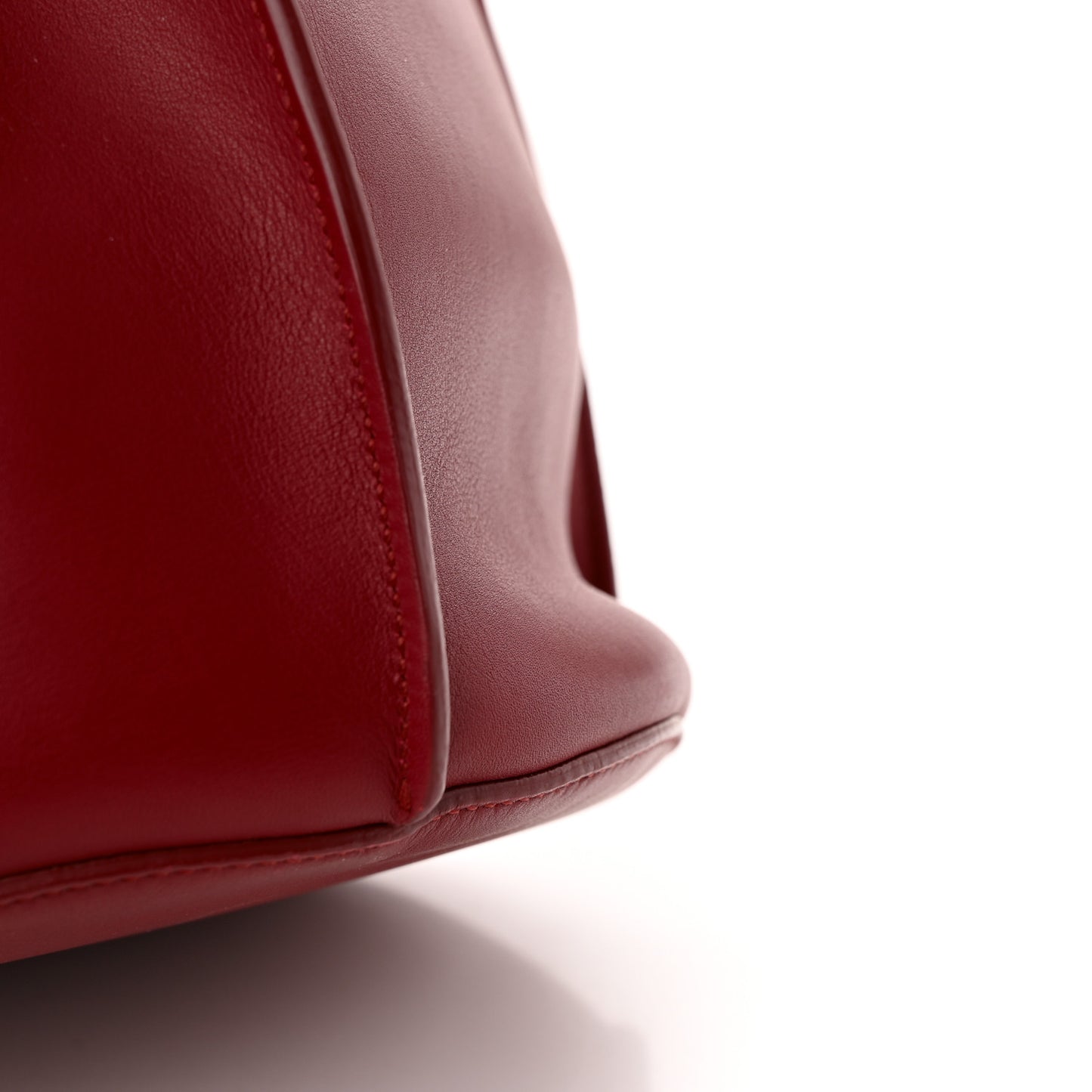 Supple Grained Calfskin Big Bag Bucket Red