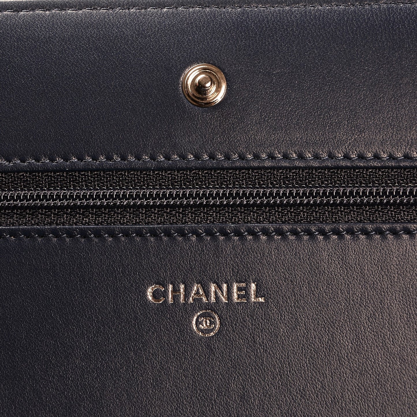 Lambskin Quilted Tri-Color Wallet On Chain WOC Dark Blue