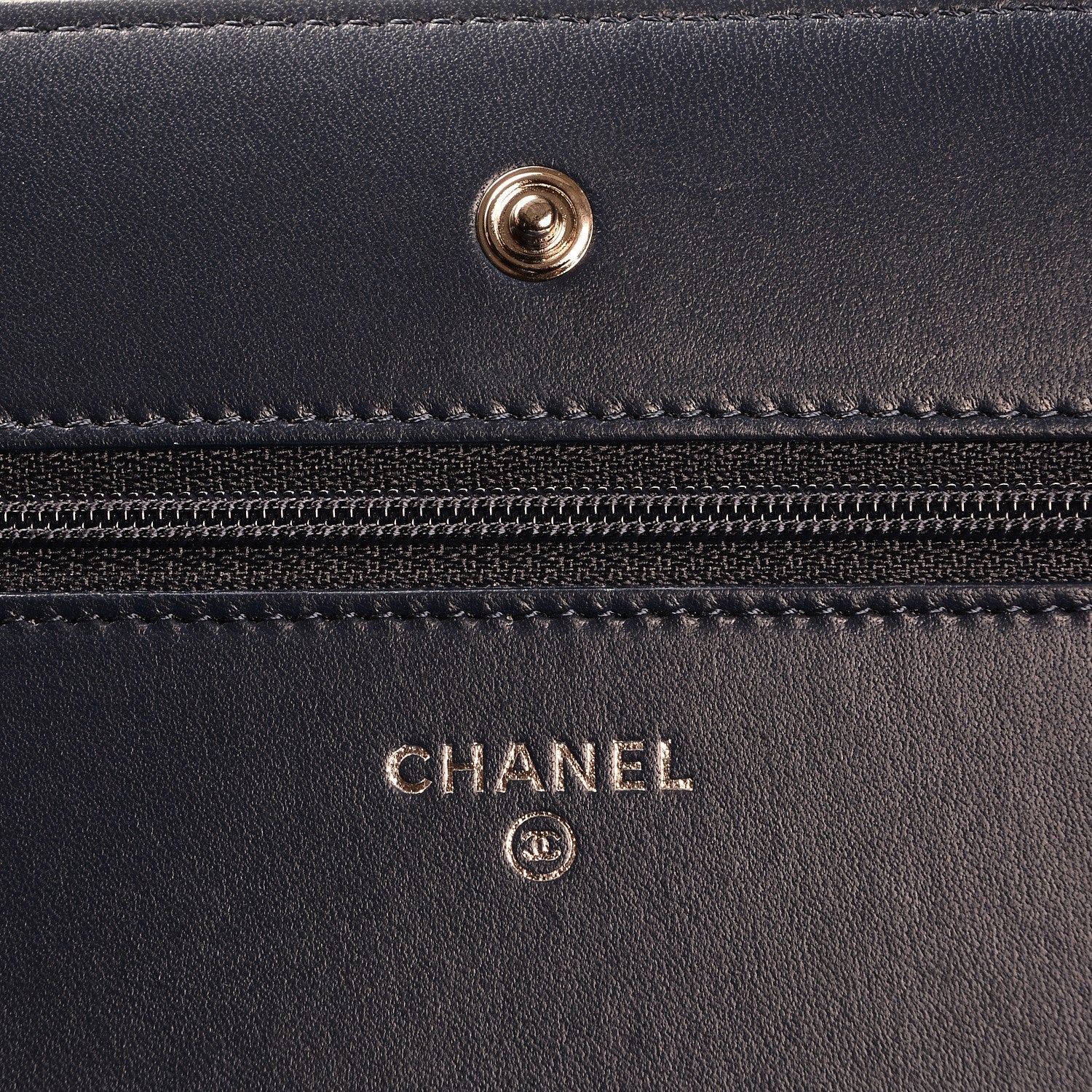 Chanel Lambskin Quilted Tri-Color Wallet On Chain WOC Dark Blue 5 of 9