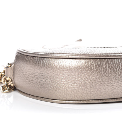 Gucci Metallic Pebbled Calfskin Mini Soho Chain Bag Golden Beige 8 of 9