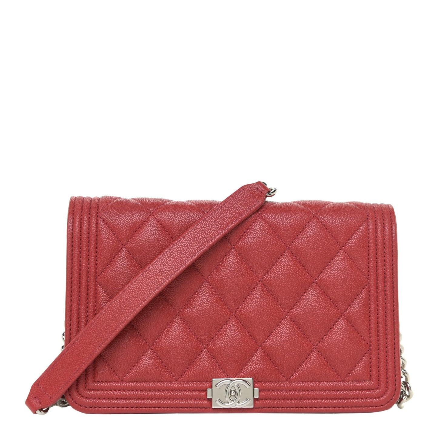 Caviar Quilted Boy Wallet On Chain WOC Red