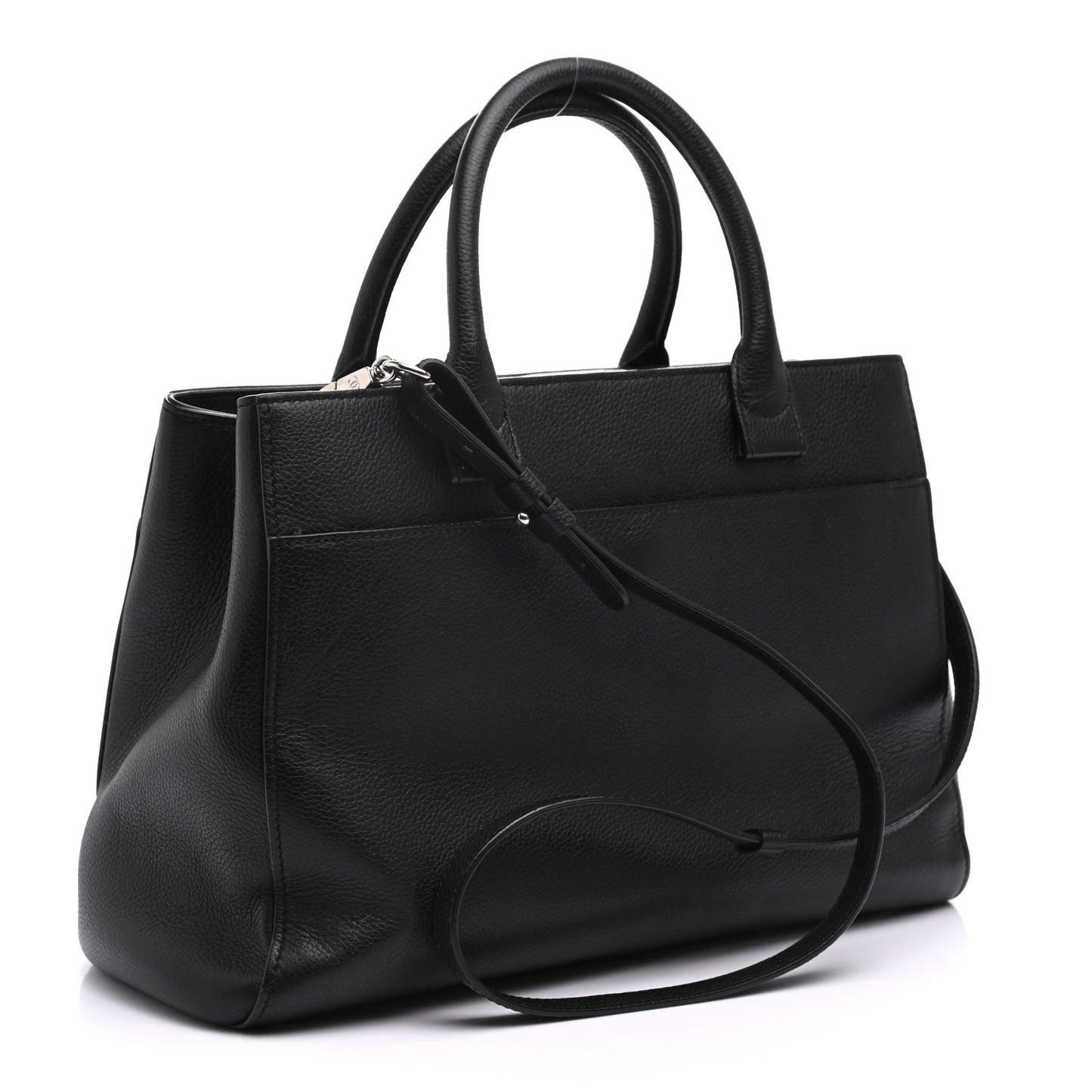 Grained Calfskin Small Neo Executive Shopper Tote Black