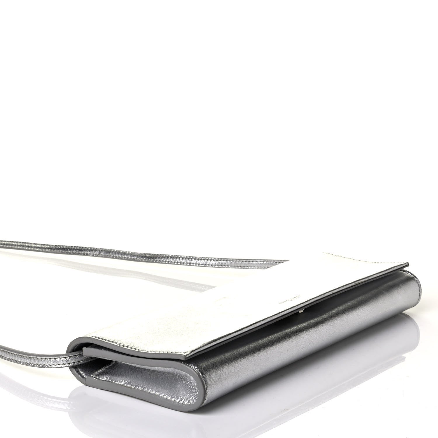 Saint Laurent Metallic Nappa Silk Fetiche Clutch Argento 3 of 7