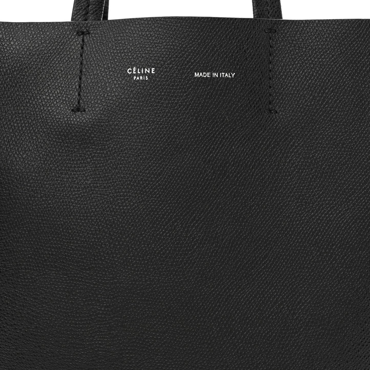 Grained Calfskin Small Vertical Cabas Black
