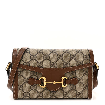 Gucci GG Supreme Monogram Mini Horsebit 1955 Shoulder Bag Beige Brown Sugar 1 of 14