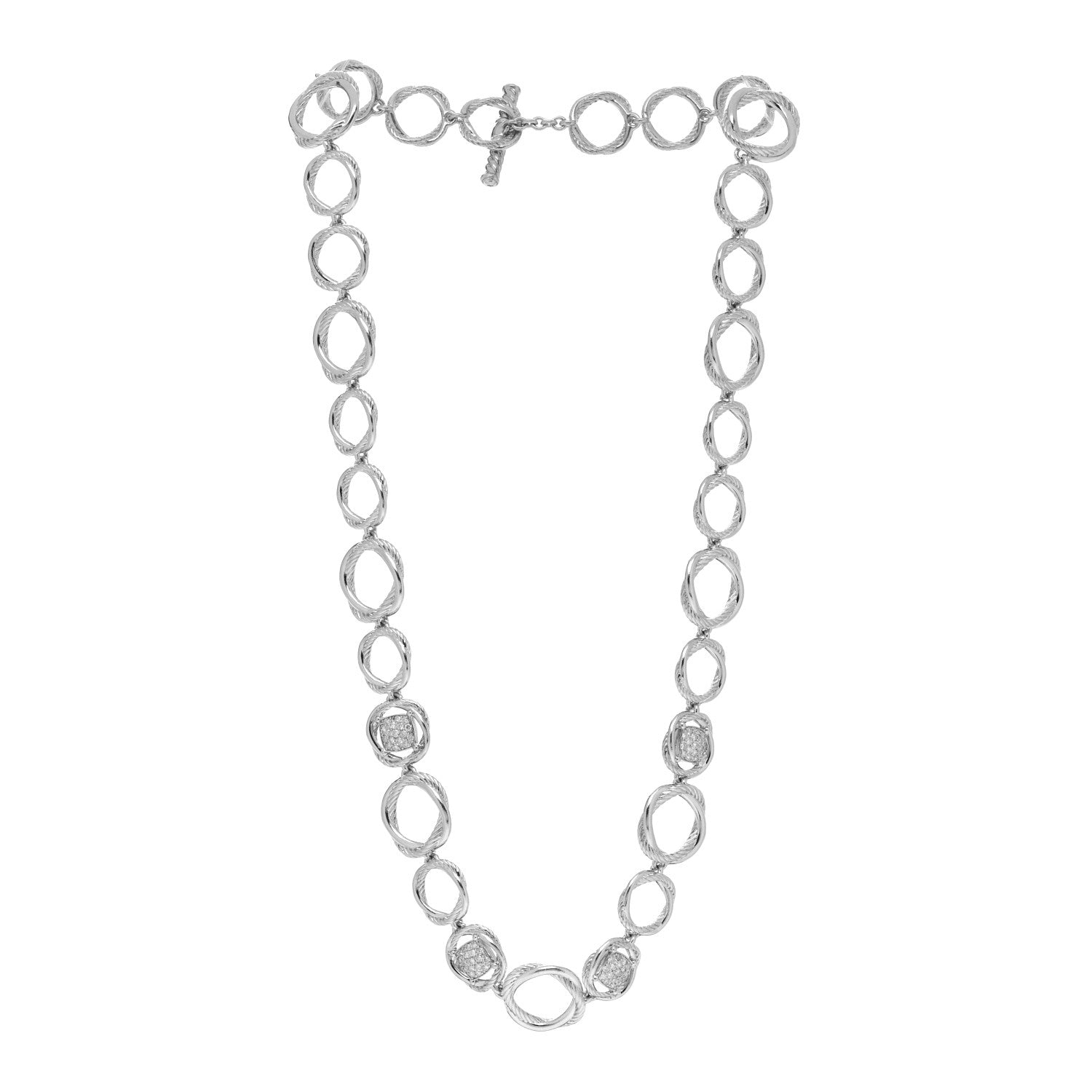 David Yurman Sterling Silver Diamond Infinity Link Necklace 3 of 4