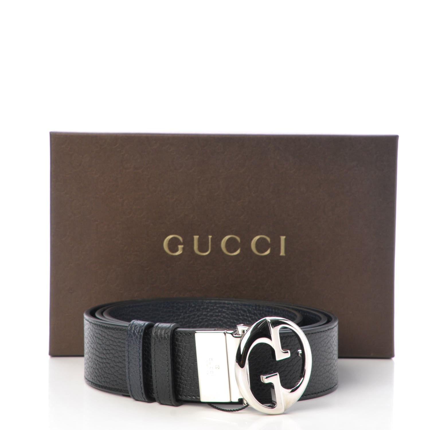 Gucci Calfskin 1973 Reversible Belt 115 46 Black Navy 7 of 7