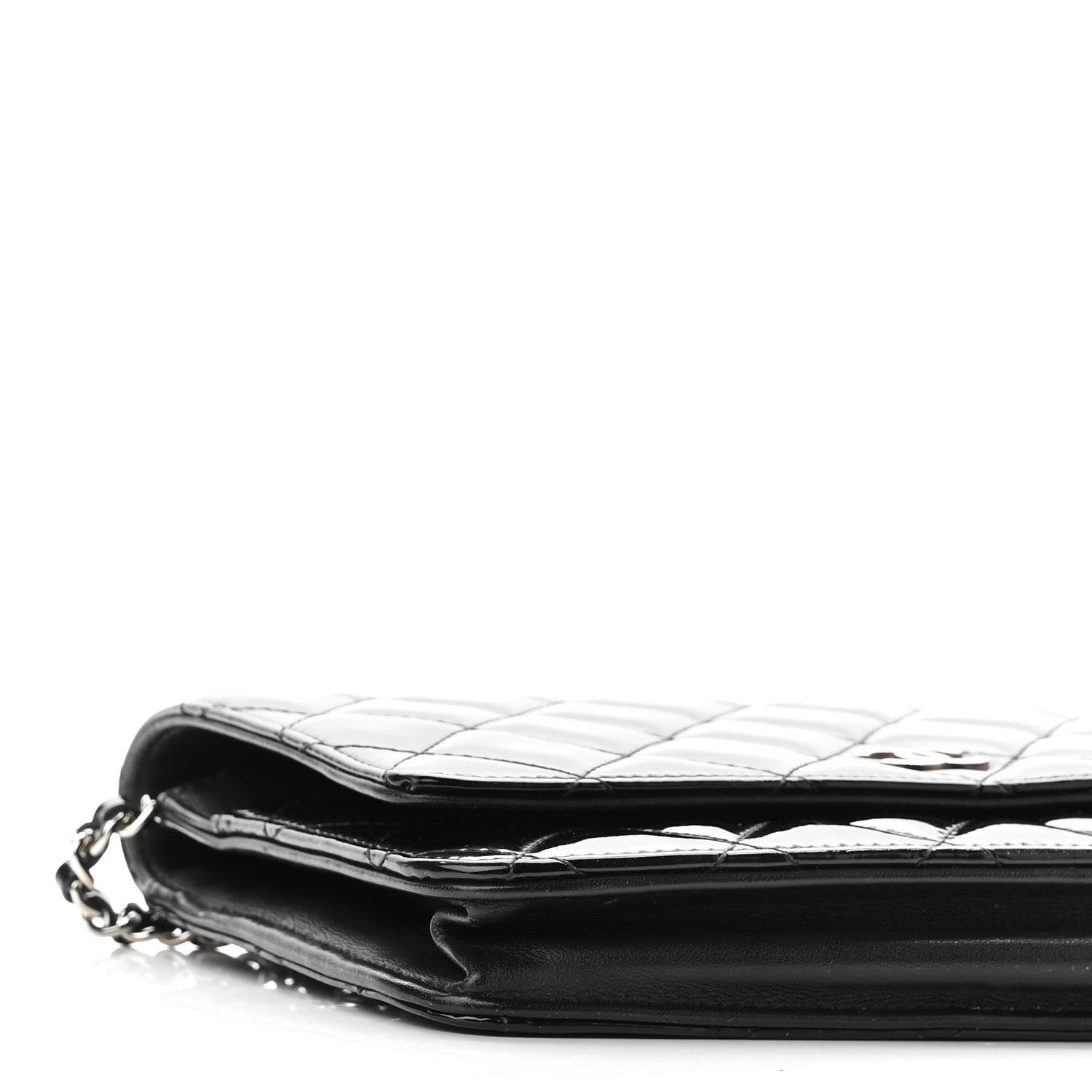 Chanel Patent Quilted Wallet On Chain WOC Black 11 of 13