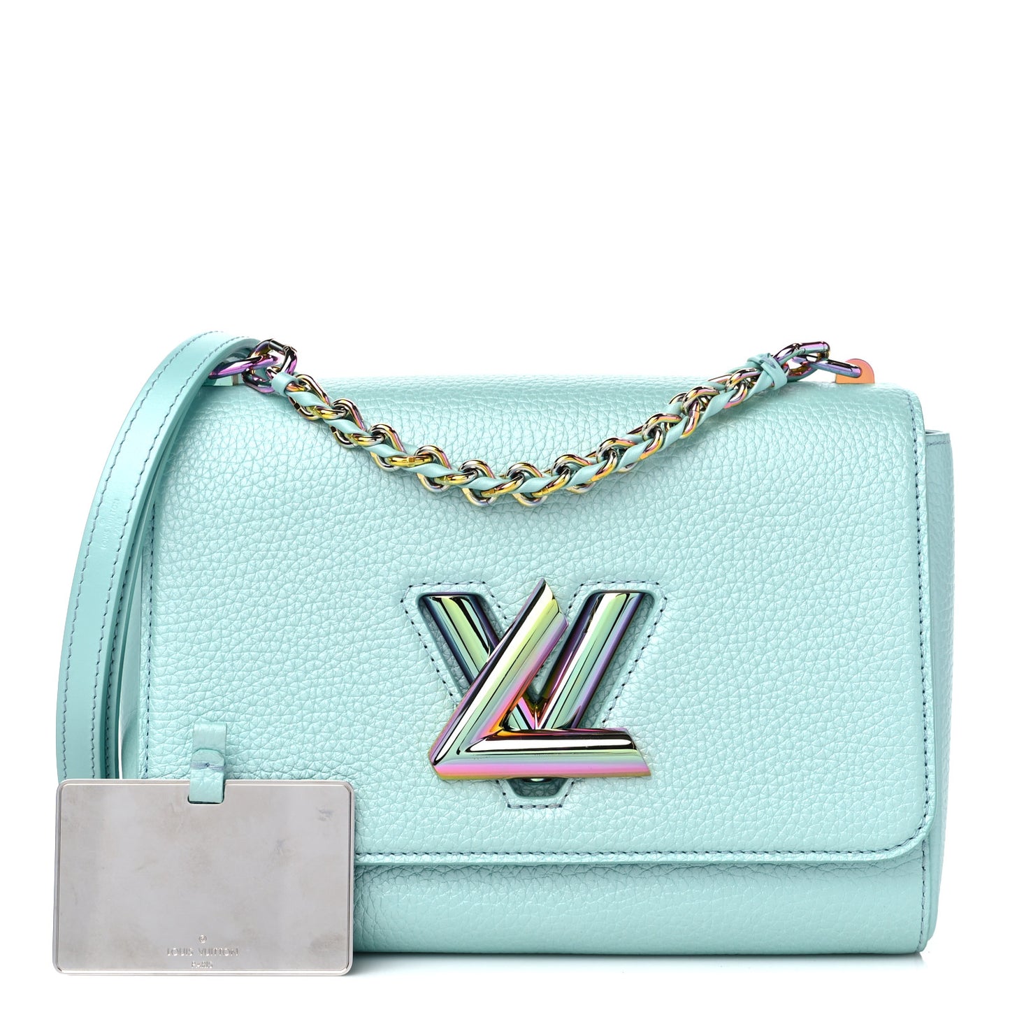 Iridescent Grained Calfskin Summer Splash Twist MM Blue