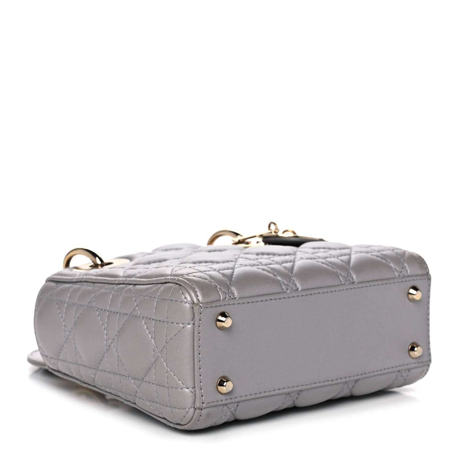 Christian Dior Metallic Lambskin Cannage Mini Lady Dior Grey 4 of 20