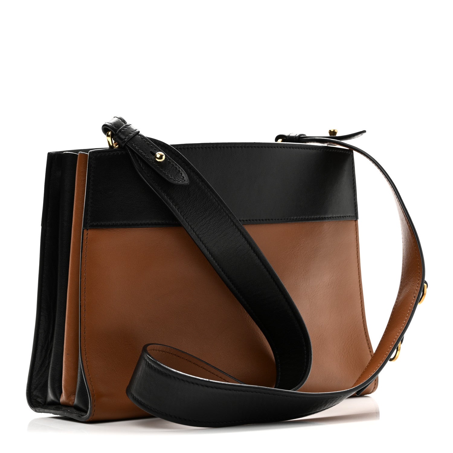 Prada City Calf Esplanade Shoulder Bag  Caramel Black 3 of 9