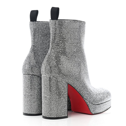 Christian Louboutin Suede Strauss Stage 110 Platform Boots 41 Black Crystal 4 of 8