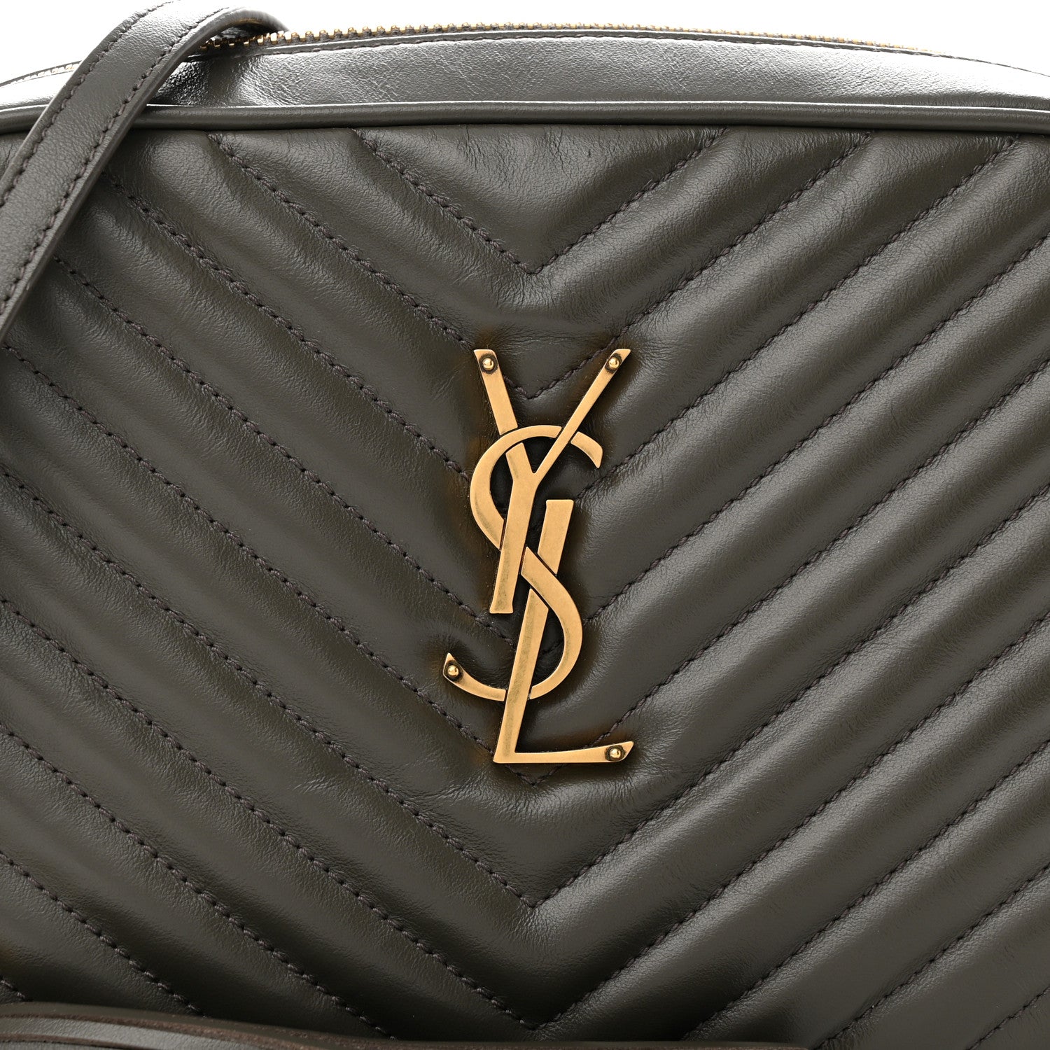 Saint Laurent Calfskin Matelasse Monogram Lou Camera Bag Military Olive 7 of 9