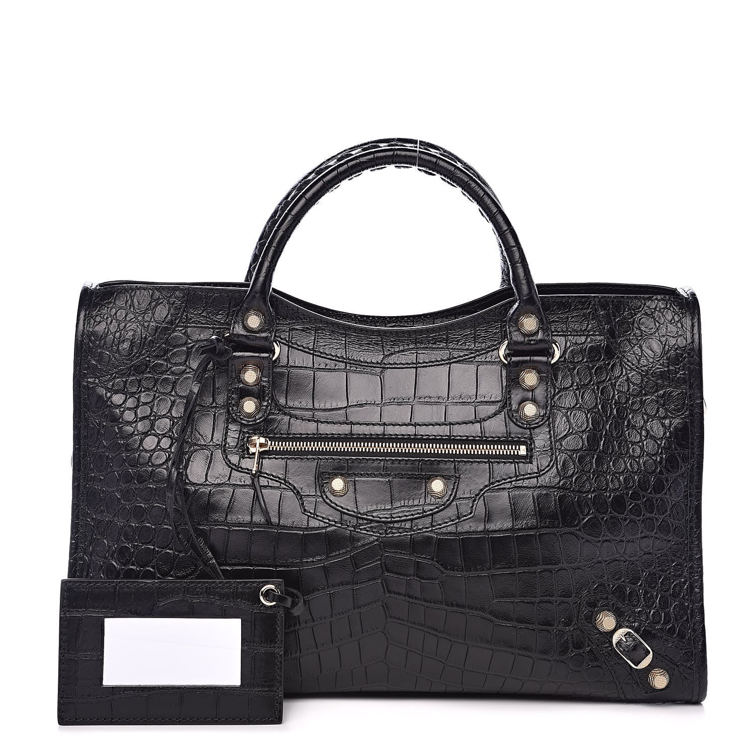 Balenciaga Calfskin Crocodile Embossed Giant 12 Gold Hardware City Black 1 of 9
