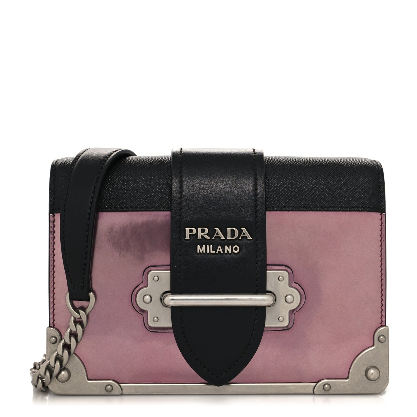 Metallic Vitello Saffiano Cahier Bag Ibisco Black