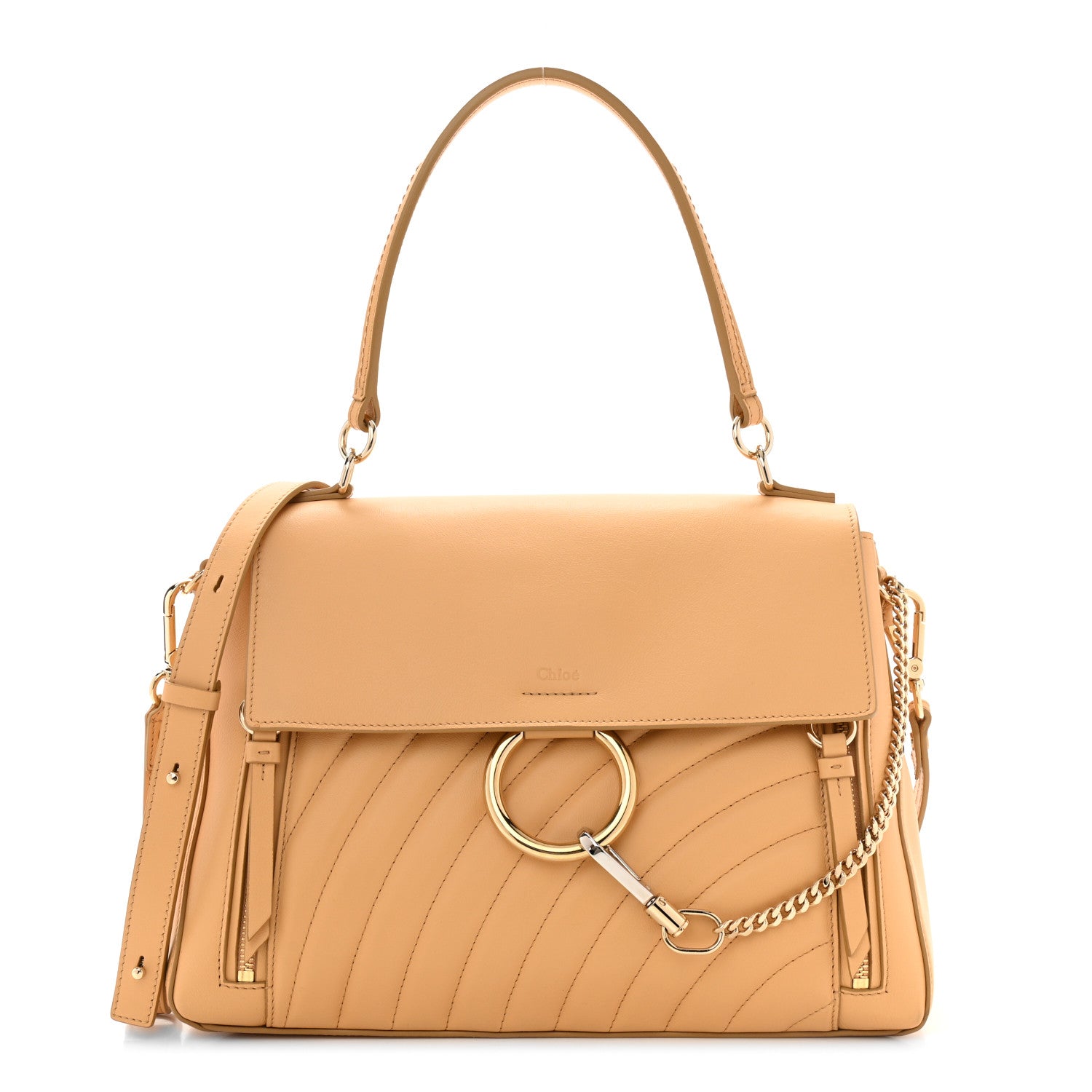 Chloe Smooth Calfskin Quilted Medium Faye Day Shoulder Bag Bleached Brown 1 of 15
