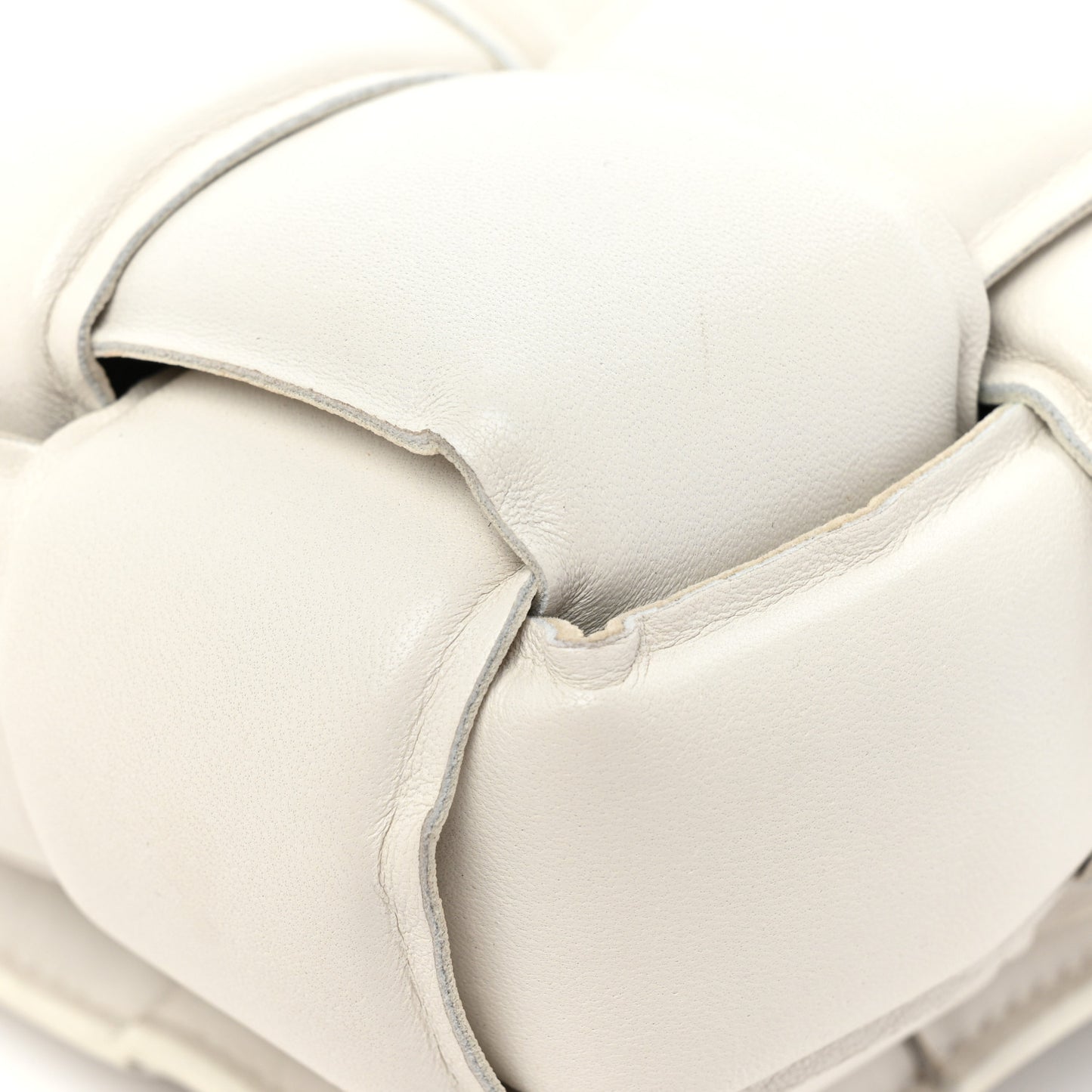 Lambskin Maxi Intreccio Padded Chain Cassette Crossbody Bag White