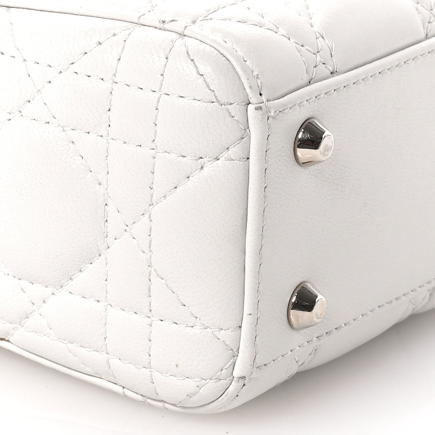 Lambskin Cannage Mini Lady Dior White