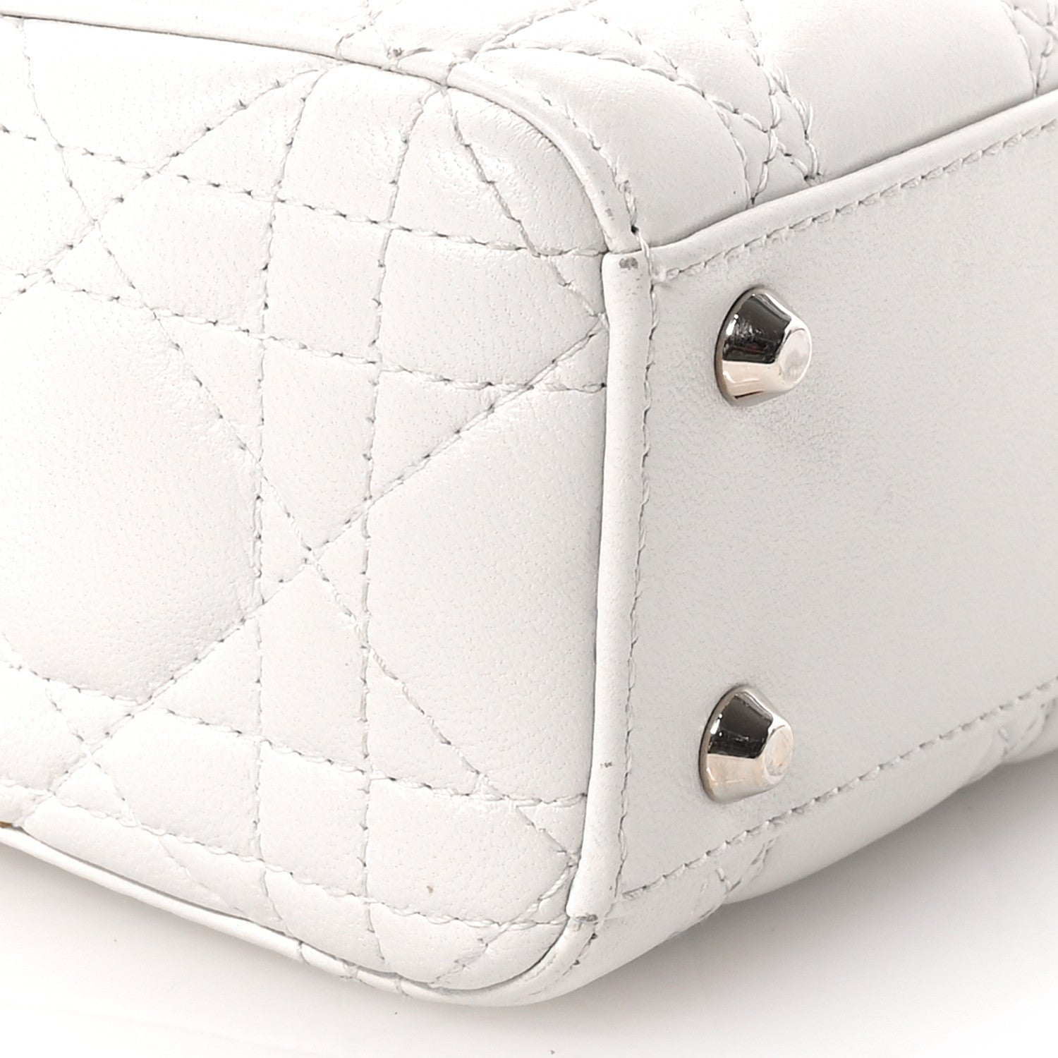 Christian Dior Lambskin Cannage Mini Lady Dior White 9 of 11