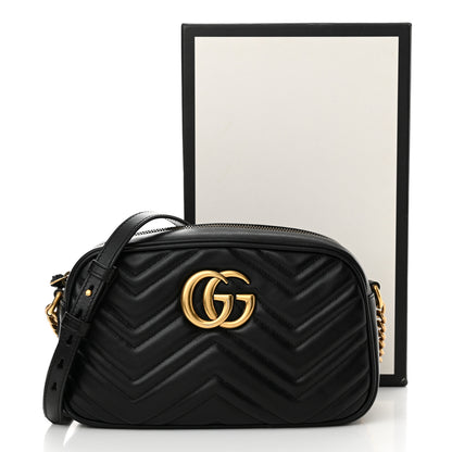 Gucci Calfskin Matelasse Small GG Marmont Chain Shoulder Bag Black 18 of 18