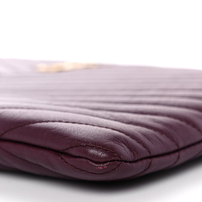 Saint Laurent Calfskin Matelasse Chevron Monogram Tablet Pouch Bordeaux 9 of 9