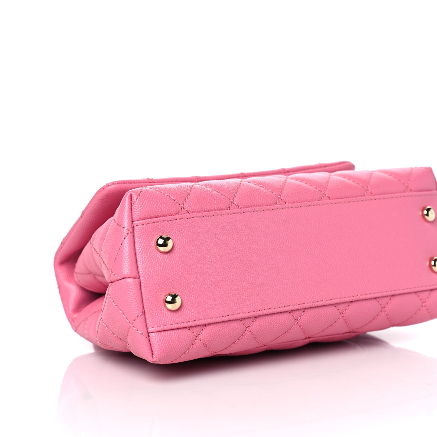Caviar Lizard Embossed Quilted Mini Coco Handle Flap Pink