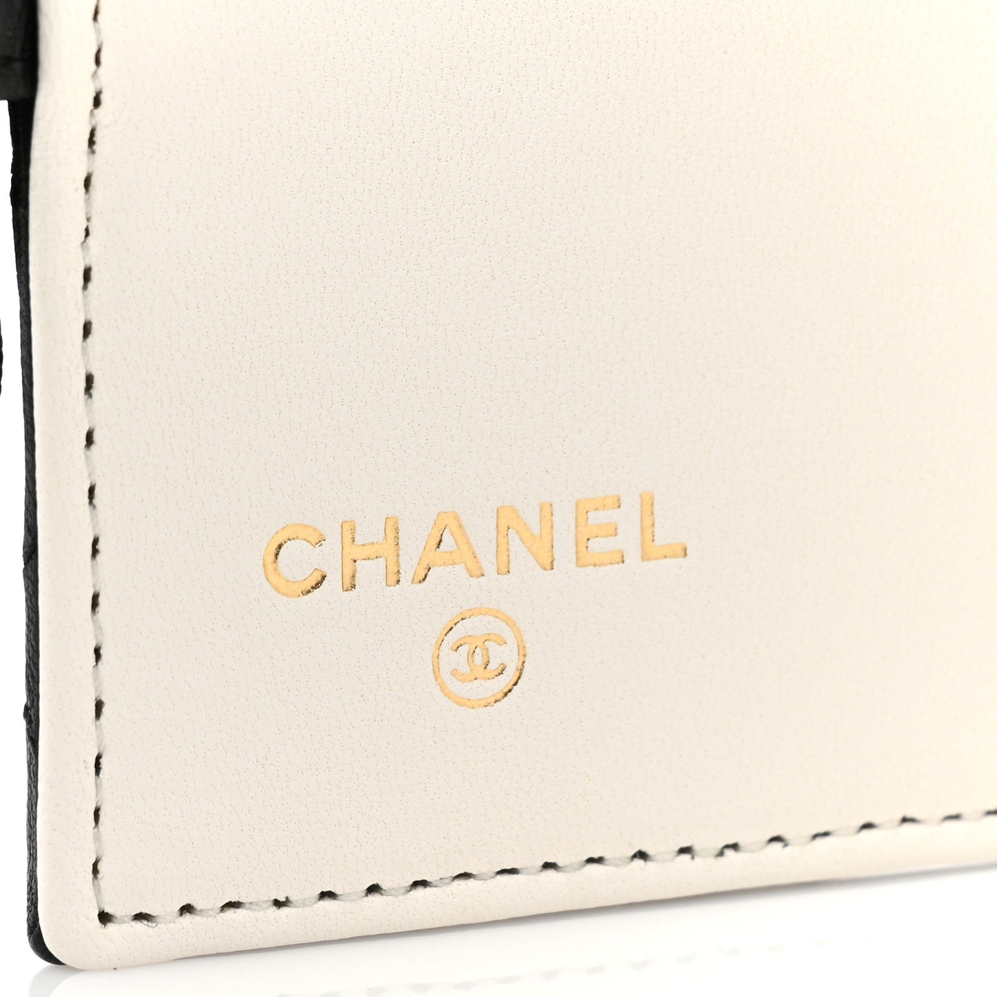 Lambskin Quilted Book Card Holder on Chain Black