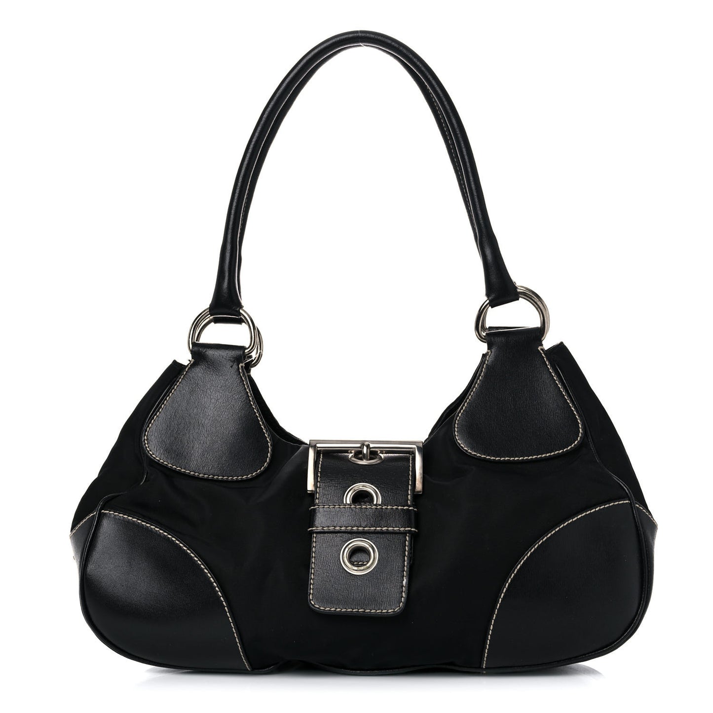 Tessuto Nylon Moon Shoulder Bag Black
