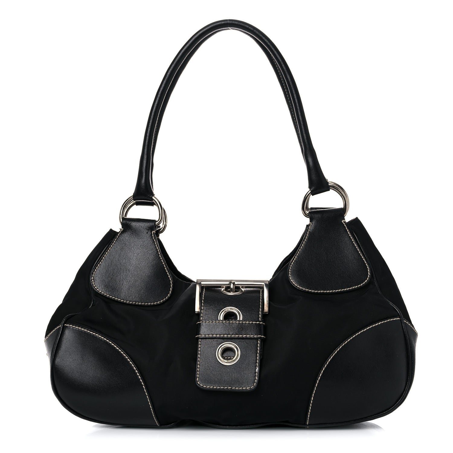 Prada Tessuto Nylon Moon Shoulder Bag Black 1 of 19