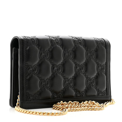 Gucci Calfskin GG Matelasse Chain Wallet Black 3 of 9