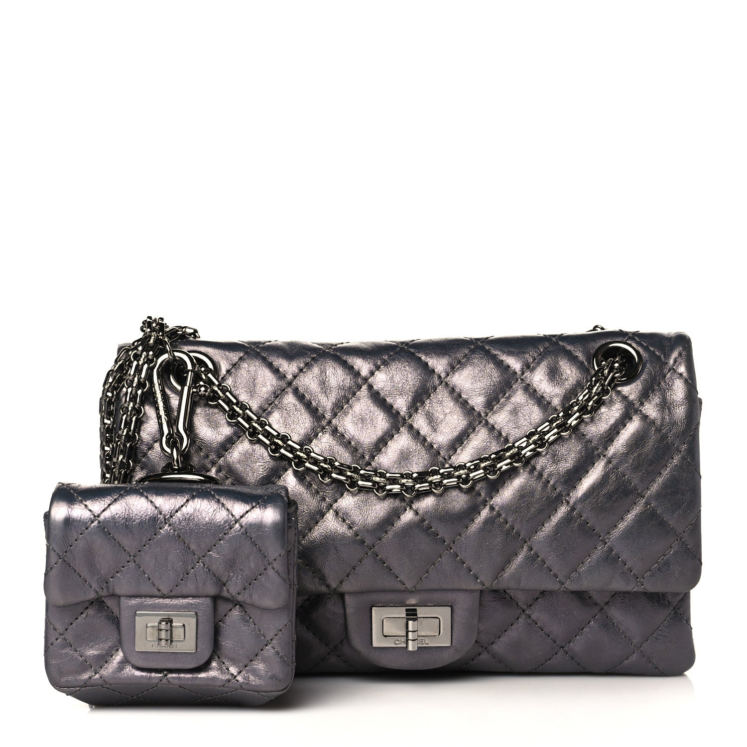 Chanel Metallic Aged Calfskin Quilted 2.55 Reissue 225 Flap Silver 1 of 10