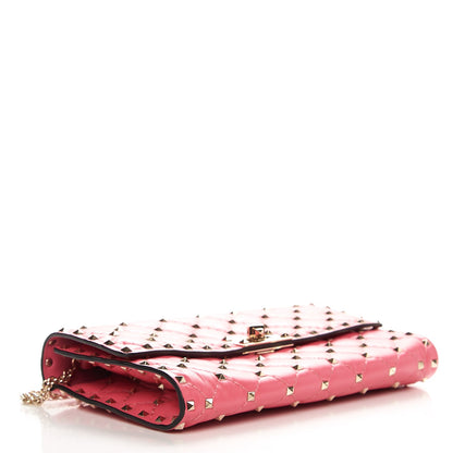 Valentino Garavani Nappa Rockstud Spike Wallet On Chain Paradise Rose 4 of 8