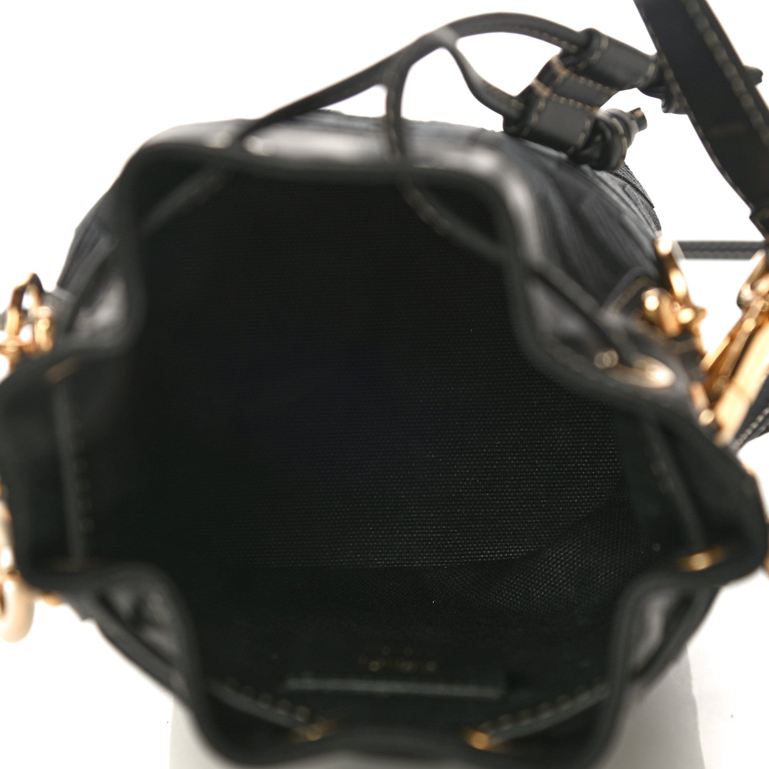 Fendi Canvas Vitello King F is Fendi FF Embroidered Mini Mon Tresor Bucket Bag Black 4 of 9