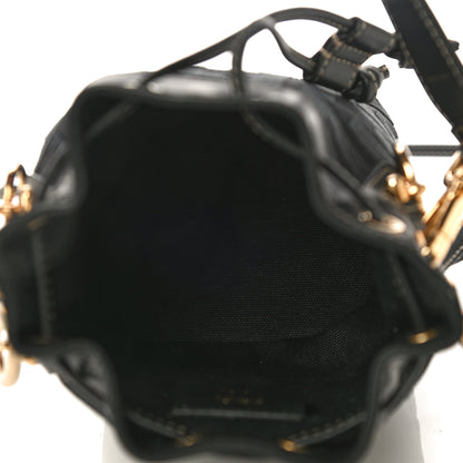 Fendi Canvas Vitello King F is Fendi FF Embroidered Mini Mon Tresor Bucket Bag Black 4 of 9