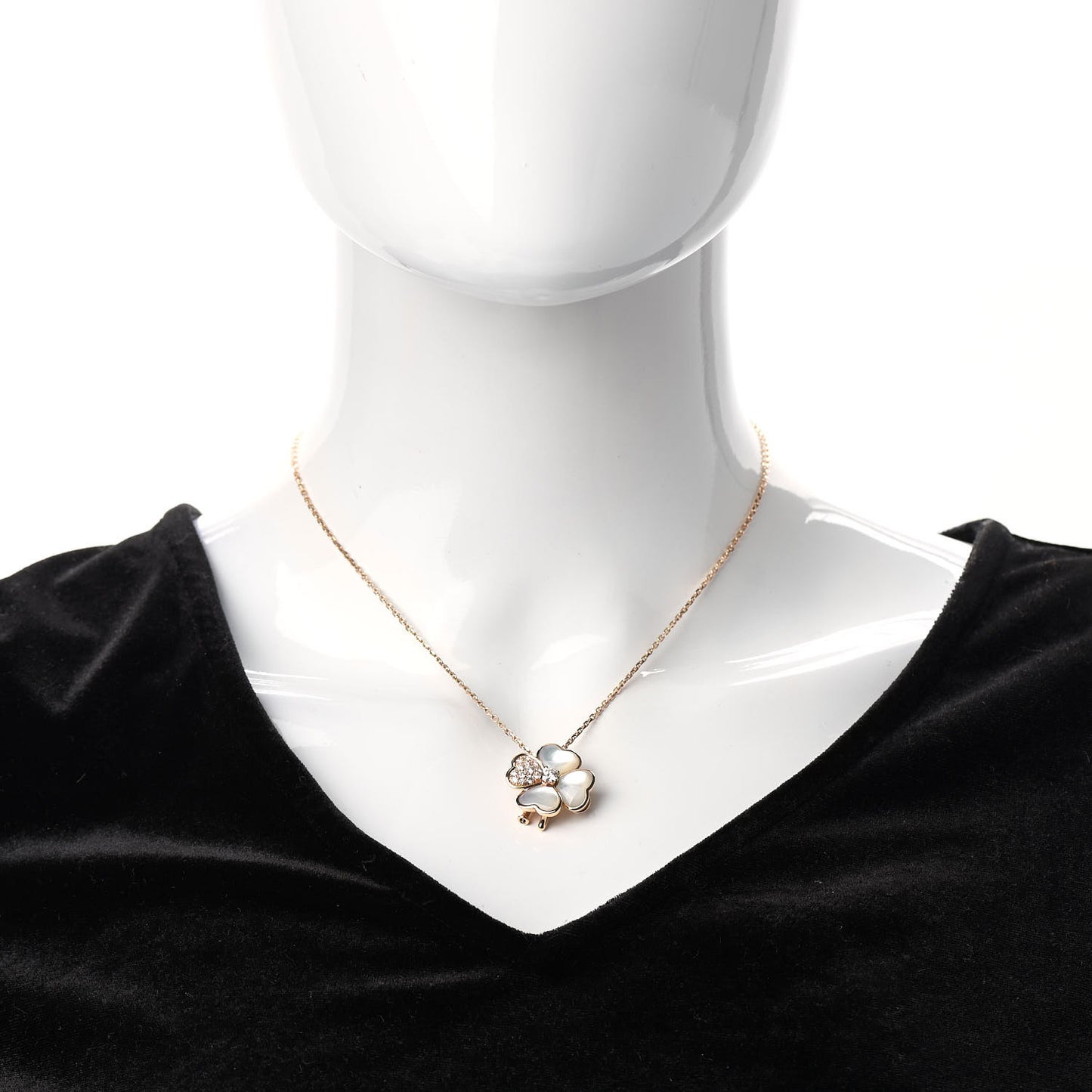 18K Rose Gold Diamond Mother of Pearl Medium Cosmos Clip Pendant Necklace
