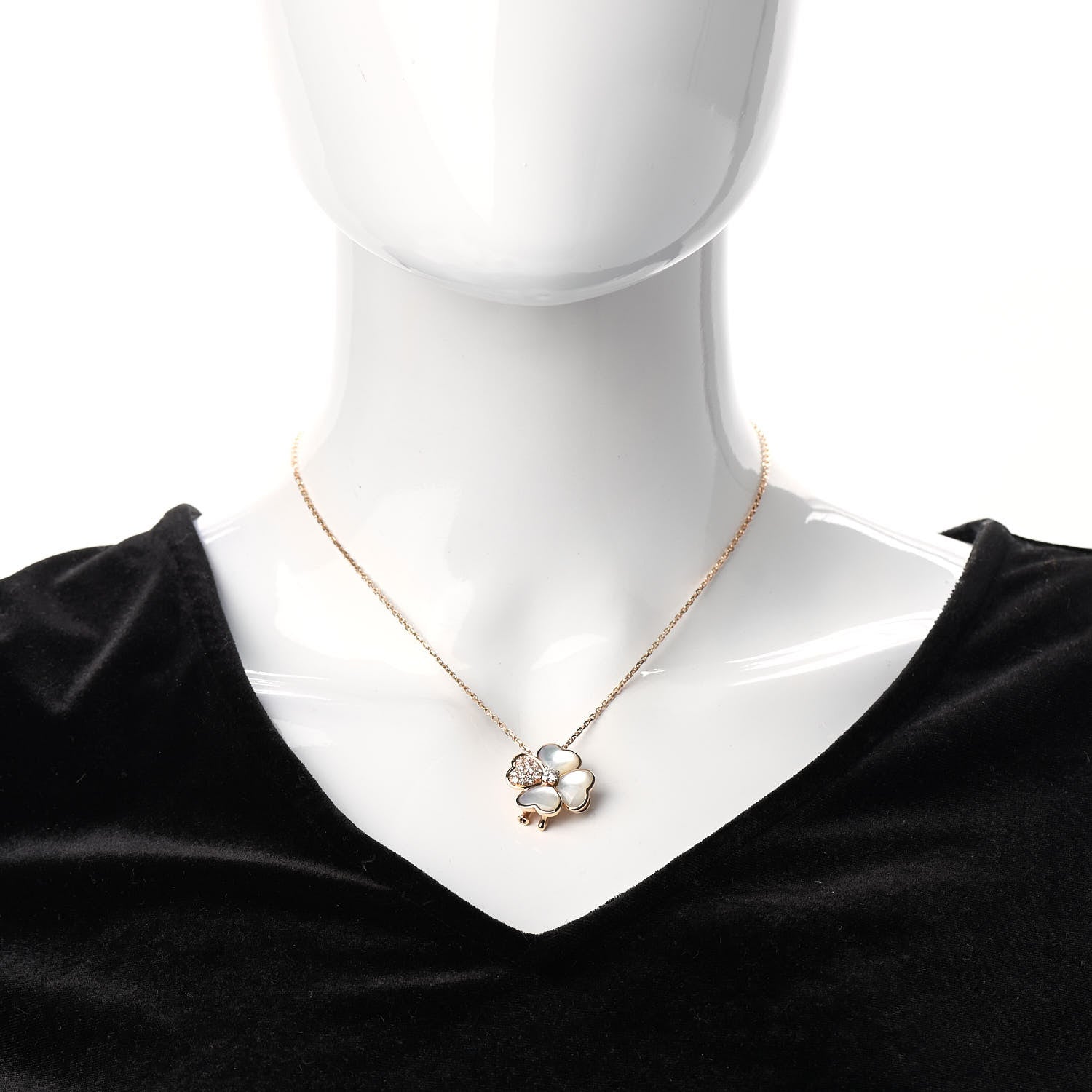 Van Cleef & Arpels 18K Rose Gold Diamond Mother of Pearl Medium Cosmos Clip Pendant Necklace 2 of 8
