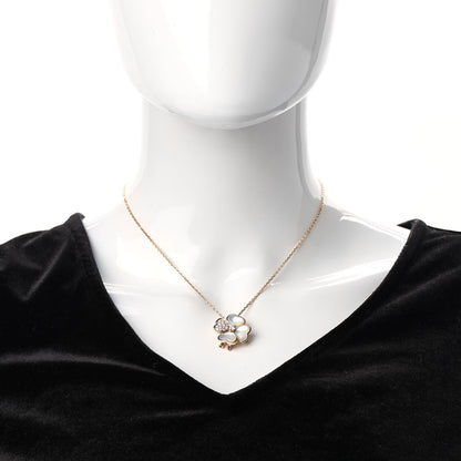 Van Cleef & Arpels 18K Rose Gold Diamond Mother of Pearl Medium Cosmos Clip Pendant Necklace 2 of 8