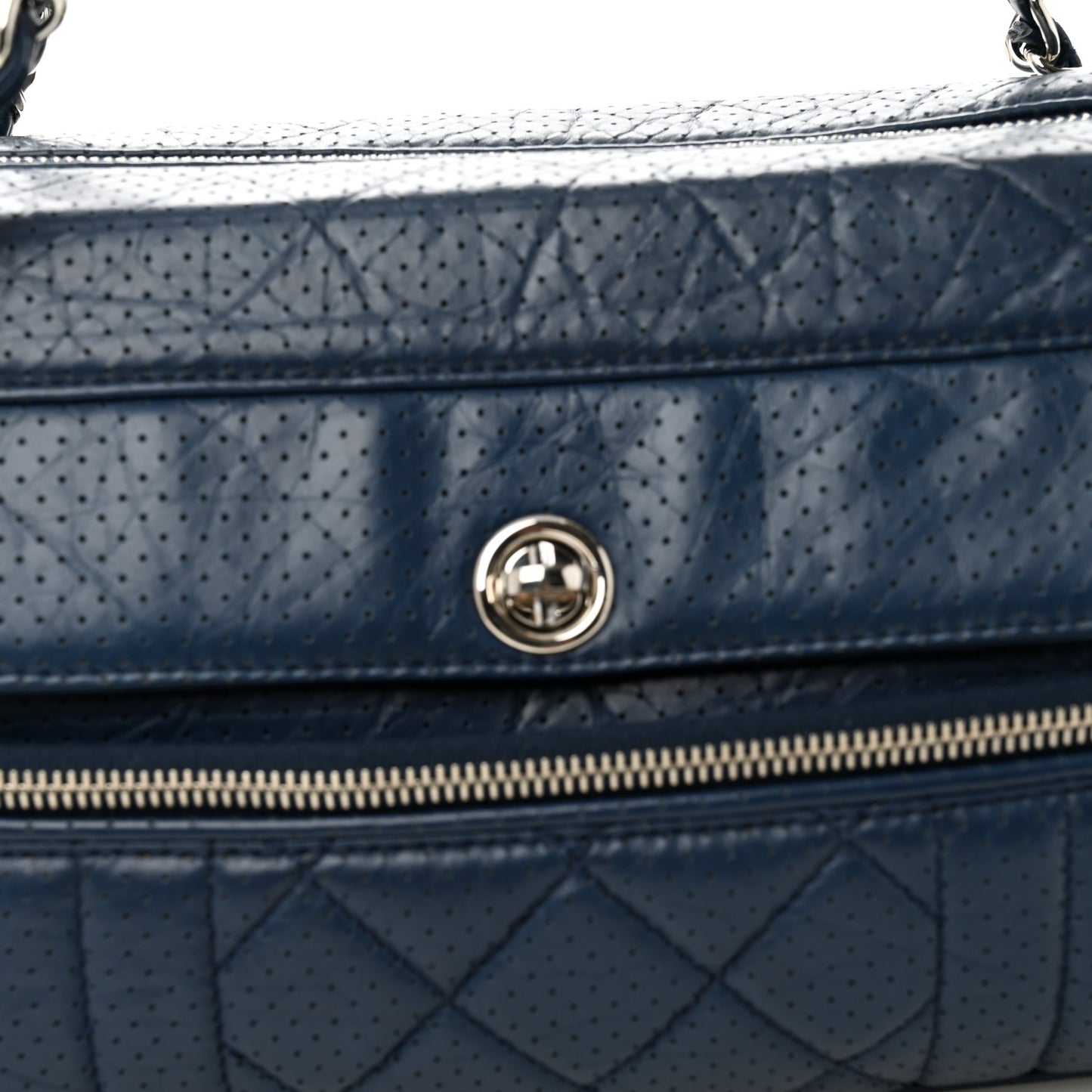Calfskin Perforated 50's Satchel Marine Fonce