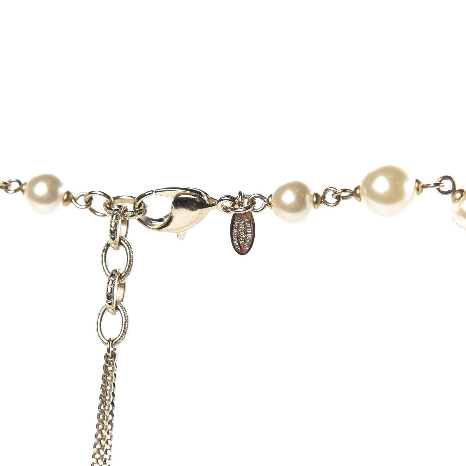 Chanel Pearl Baguette Crystal CC Long Necklace Gold 10 of 10