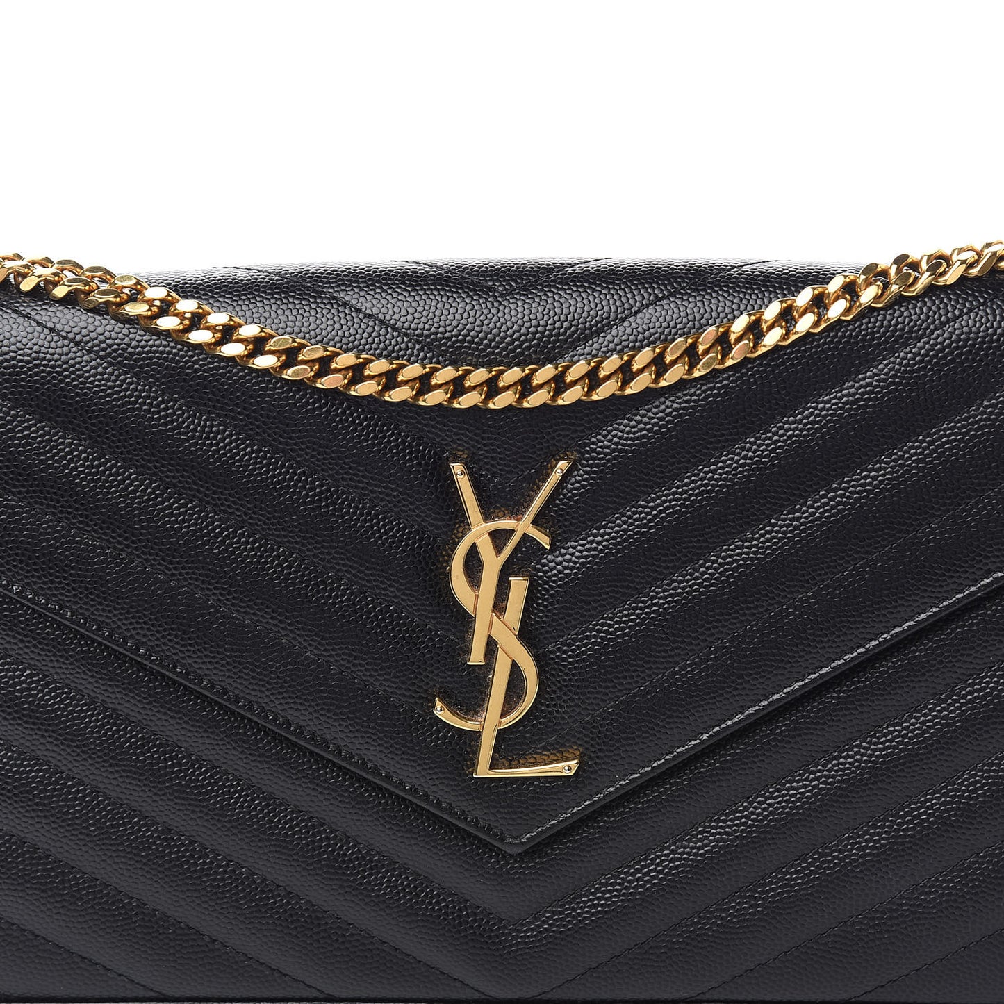 Grain De Poudre Matelasse Chevron Monogram Chain Wallet Black
