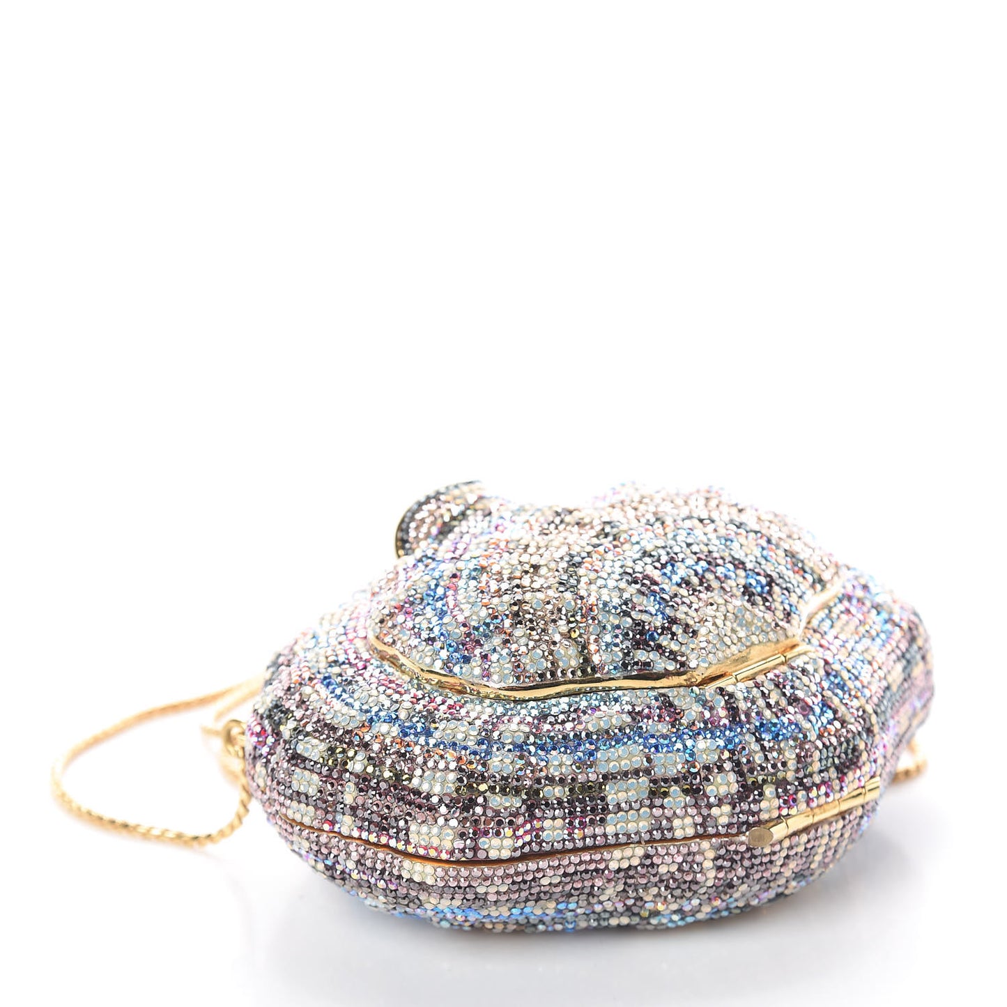 Crystal Seashell Minaudiere Chain Clutch Multicolor