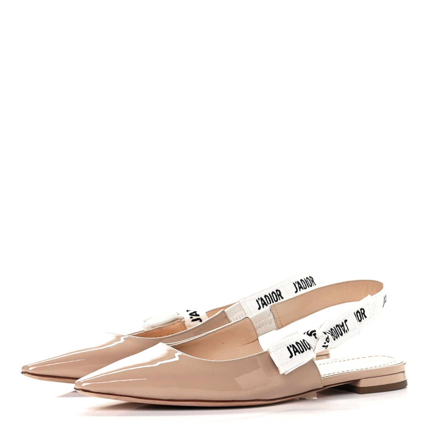 Patent Ribbon J'Adior Slingback Ballet Flats 37 Nude