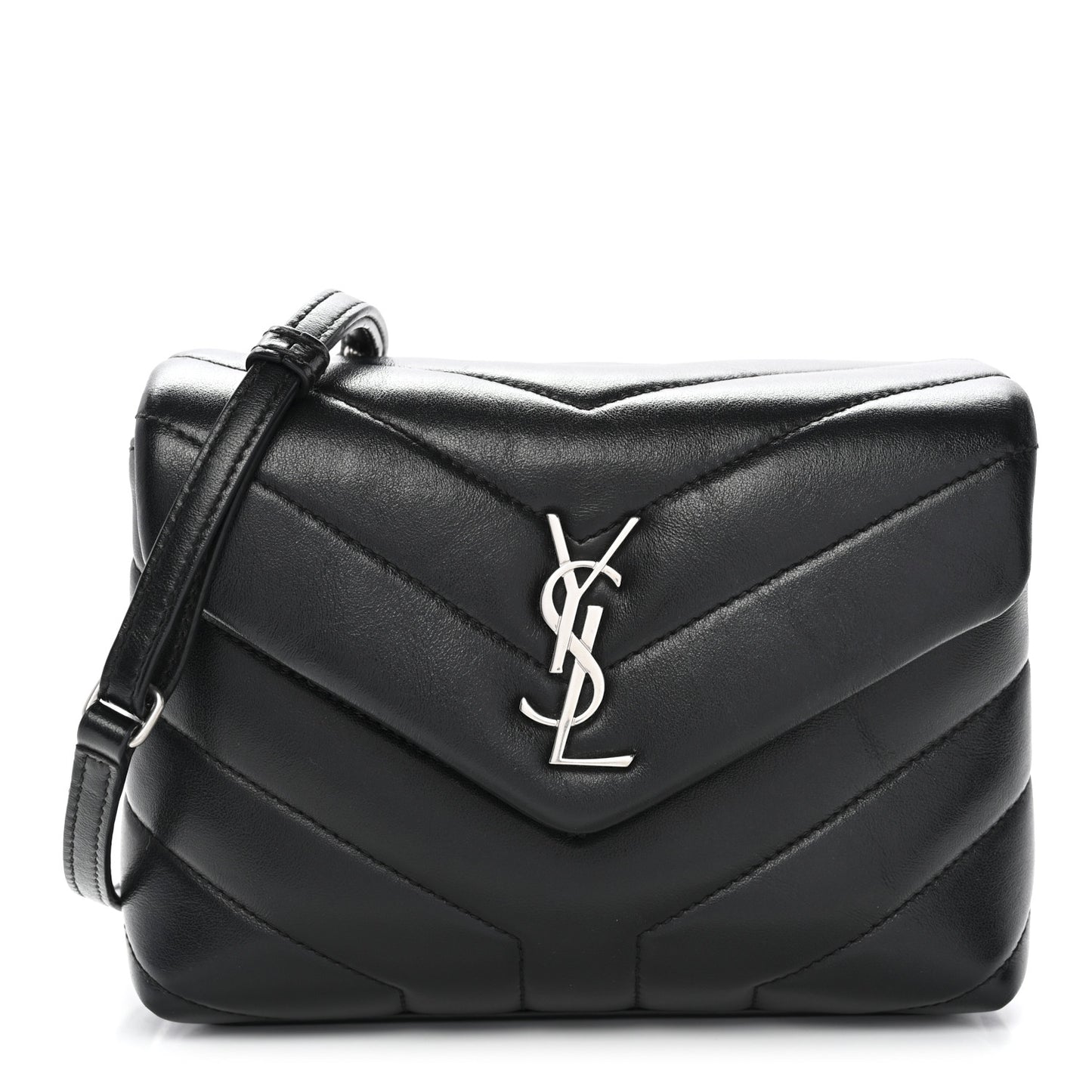 Calfskin Y Quilted Monogram Toy Loulou Crossbody Bag Black