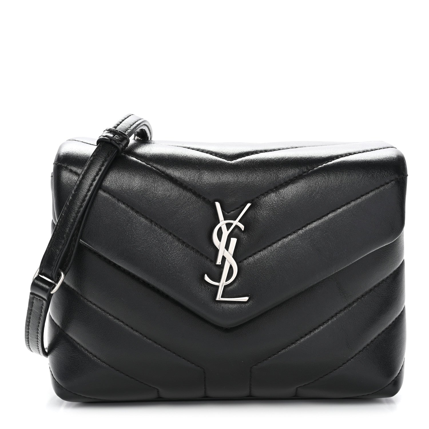 Saint Laurent Calfskin Y Quilted Monogram Toy Loulou Crossbody Bag Black 1 of 12