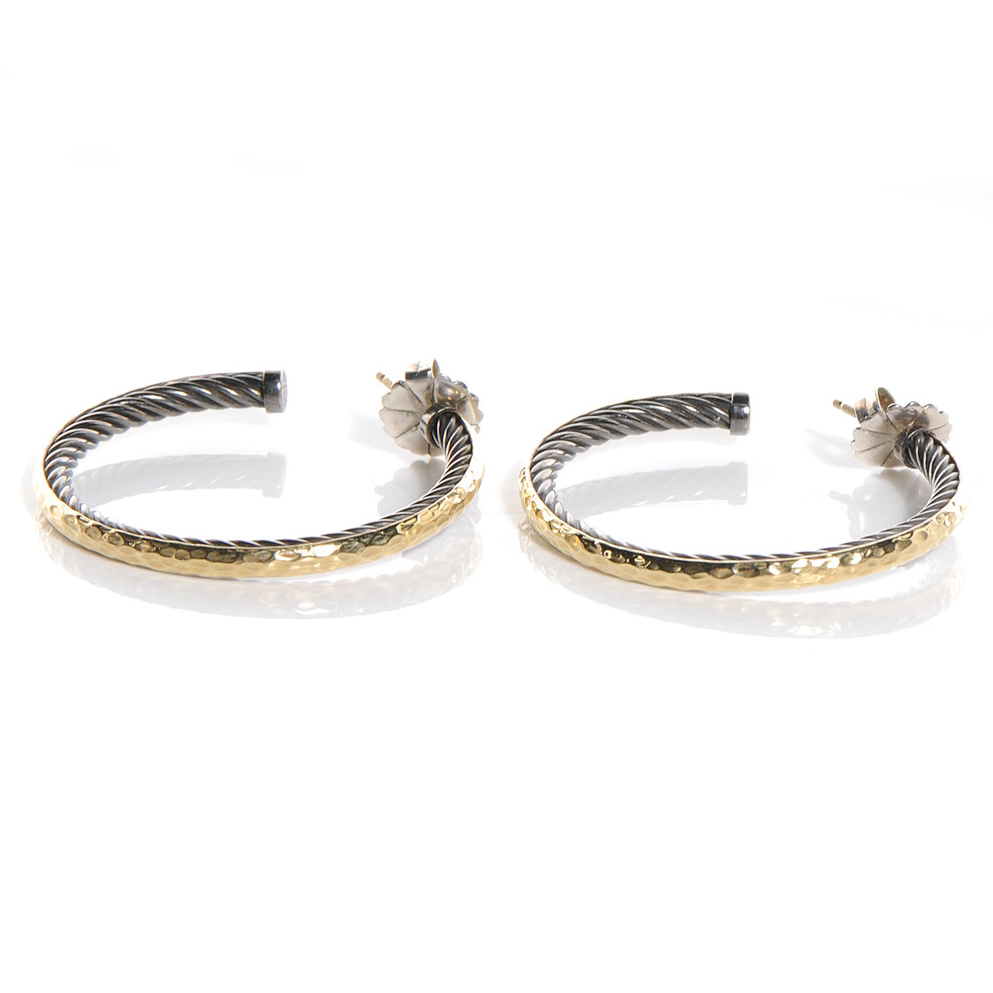 18k Gold and Sterling Silver Hoop Earrings